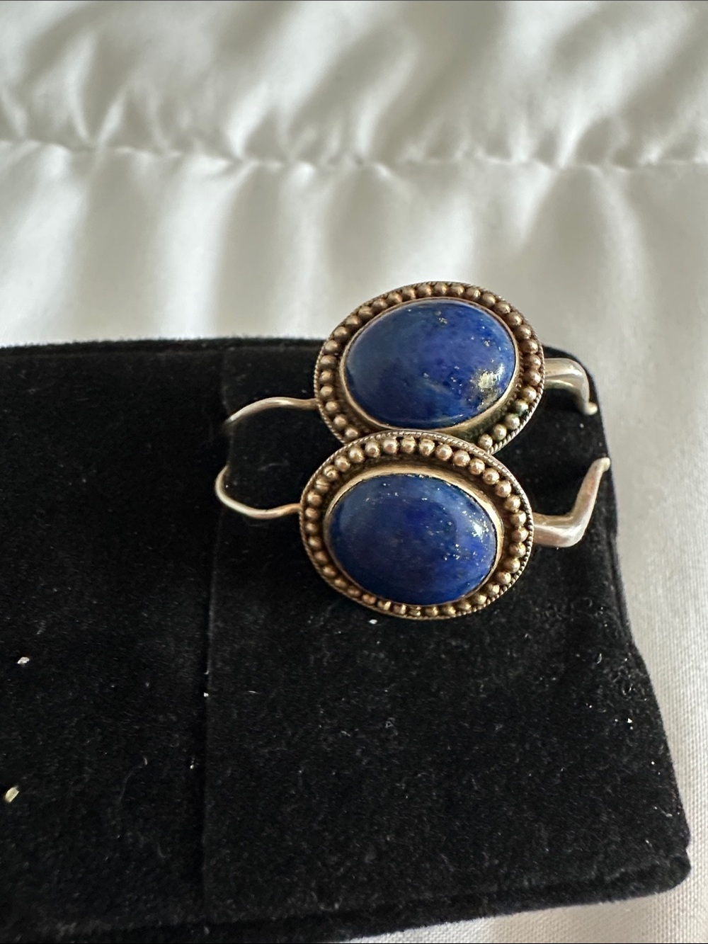 Vintage oval lapis lazuli stone earrings